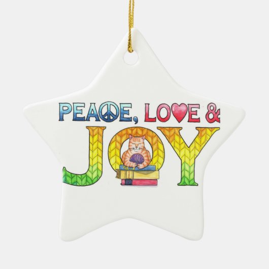 Vrede, Liefde & Vreugde Kerstmis Ornament (Voorkant)