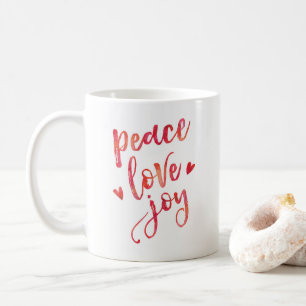 Vrede liefde vreugde Kerstmis typografie mok