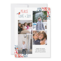 Vrede, liefde, vreugde Kerstmis vier foto collage 