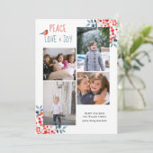 Vrede, liefde, vreugde Kerstmis vier foto collage  Kaart (Staand voorkant)