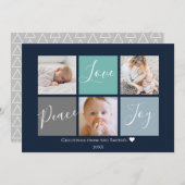 Vrede Liefde Vreugde Kleur Blok Multi Foto Feestdagenkaart (Voorkant / Achterkant)