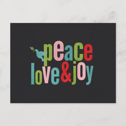 Vrede Liefde Vreugde Kleurrijk Schoolbord Duif Feestdagenkaart (Voorkant)