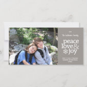 Vrede Liefde Vreugde - Modern Foto - Taupe Feestdagenkaart (Voorkant)