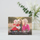 Vrede Liefde Vreugde Moderne Chique Typografie Aan Feestdagenkaart (Staand voorkant)