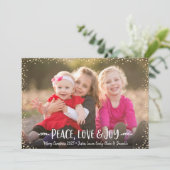 Vrede Liefde Vreugde Moderne Chique Typografie Aan Feestdagenkaart (Staand voorkant)