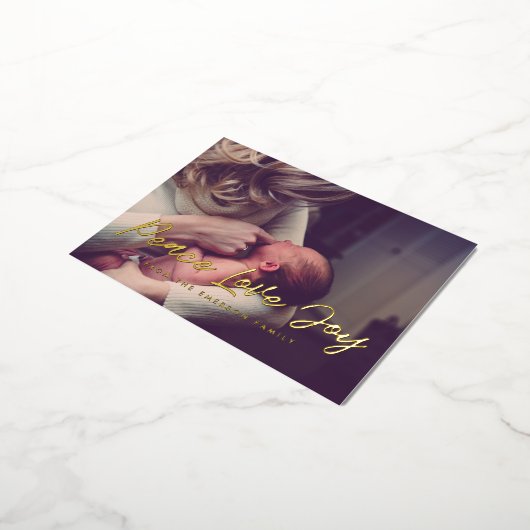 Vrede Liefde Vreugde moderne foto Folie Feestdagen Briefkaart (Gedraaid)