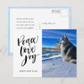 Vrede Liefde Vreugde | Nieuw Jaar Modern Schrift F Feestdagenkaart (Voorkant / Achterkant)