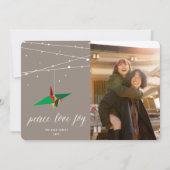 Vrede Liefde Vreugde Origami Papier Kraan Moderne  Feestdagenkaart (Voorkant)