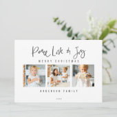 Vrede Liefde & Vreugde Prettig Kerstmis Foto Feestdagenkaart (Staand voorkant)