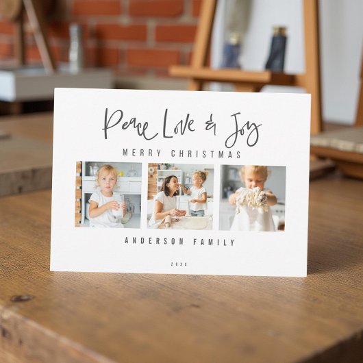 Vrede Liefde & Vreugde Prettig Kerstmis Foto Feestdagenkaart