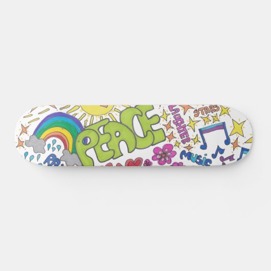 Vrede, liefde, vreugde. Retro 1960s hippy vibe. Persoonlijk Skateboard (Horizontaal)