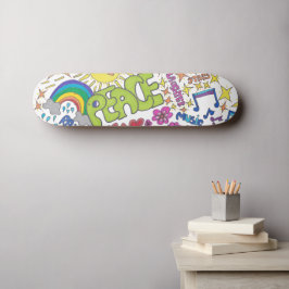 Vrede, liefde, vreugde. Retro 1960s hippy vibe. Persoonlijk Skateboard