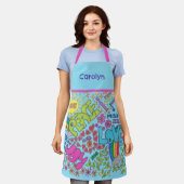 Vrede, liefde, vreugde. Retro 1960s tekening, jouw Schort (Gedragen)