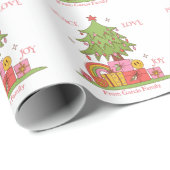 Vrede Liefde & Vreugde Retro Kerstboom Aangepaste Cadeaupapier (Rol Hoek)