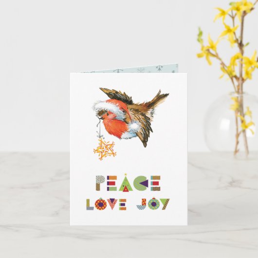 Vrede Liefde Vreugde Robin Kaart (Gele Bloem)