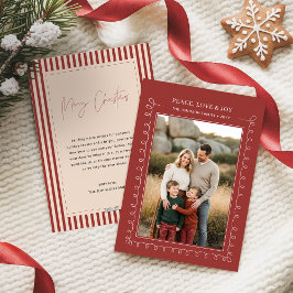 Vrede Liefde & Vreugde Rode Familie Foto Kerstmis Feestdagenkaart