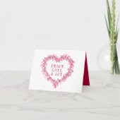Vrede, liefde vreugde rode mistletoe hart kerst feestdagen kaart (Voorkant)