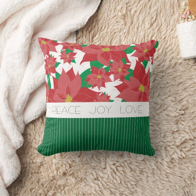 Vrede Liefde Vreugde Rode Poinsettia Kerstmis Kussen (Deken)