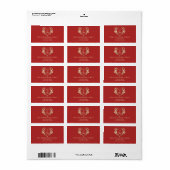 Vrede Liefde Vreugde Rood Goud Kerstadres Etiket (Full Sheet)