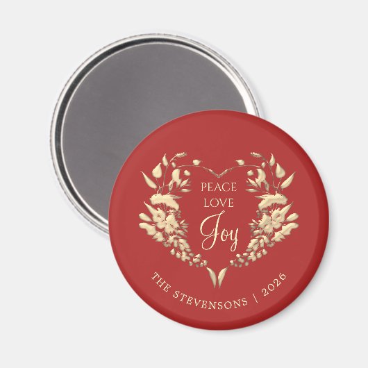 Vrede Liefde Vreugde Rood Goud Kerstmis Magneet (Voorkant / Achterkant)