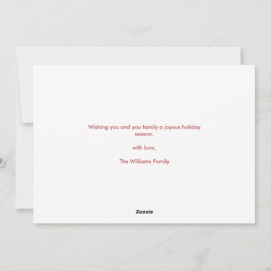 Vrede Liefde Vreugde Rood Wit Elegant Kerstmis Feestdagenkaart (Achterkant)