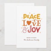 Vrede liefde vreugde. Schattigee kerstwinter belet Feestdagenkaart (Voorkant / Achterkant)