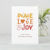 Vrede liefde vreugde. Schattigee kerstwinter belet Feestdagenkaart (Staand voorkant)