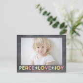 VREDE LIEFDE VREUGDE SCHOOLBORD FEstdAGEN FOTO Feestdagenkaart (Staand voorkant)