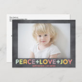 VREDE LIEFDE VREUGDE SCHOOLBORD KERSTFEest FOTO Feestdagenkaart (Voorkant / Achterkant)