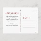 Vrede Liefde Vreugde Script Aangepaste Foto Confet Feestdagenkaart (Achterkant)