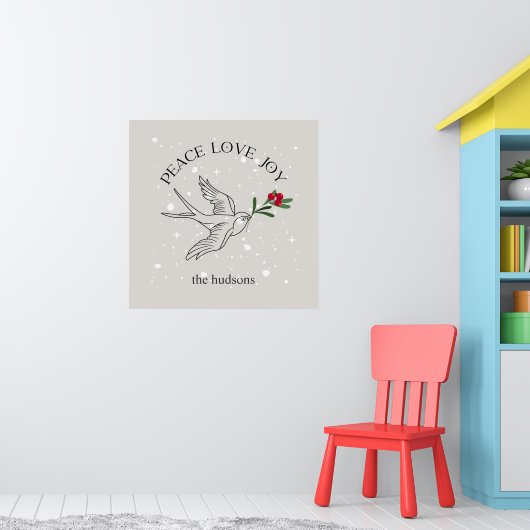 Vrede Liefde Vreugde Sneeuwvogel Kerstvakantie Poster (Kinderkamer 1)