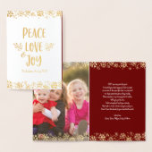 Vrede Liefde Vreugde Typografie Custom Foto Echt G Folie Kaarten (Display)