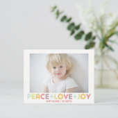 VREDE LIEFDE VREUGDE TYPOGRAFIE VAKANTIE FOTO FEESTDAGENKAART (Staand voorkant)