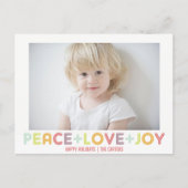 VREDE LIEFDE VREUGDE TYPOGRAFIE VAKANTIE FOTO FEESTDAGENKAART (Voorkant)