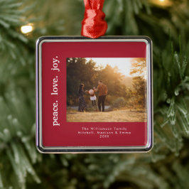 Vrede Liefde Vreugde Vakantie Kerstmis Familie Fot Metalen Ornament