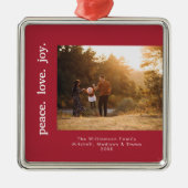 Vrede Liefde Vreugde Vakantie Kerstmis Familie Fot Metalen Ornament (Voorkant)