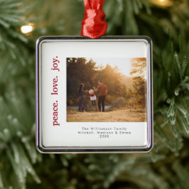 Vrede Liefde Vreugde Vakantie Kerstmis Familie Fot Metalen Ornament
