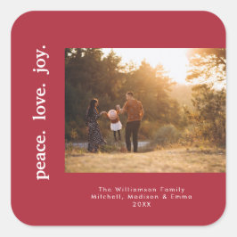 Vrede Liefde Vreugde Vakantie Kerstmis Familie Fot Vierkante Sticker