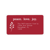 Vrede Liefde Vreugde Vakantie Kerstmis Holly Besse Etiket (Voorkant)