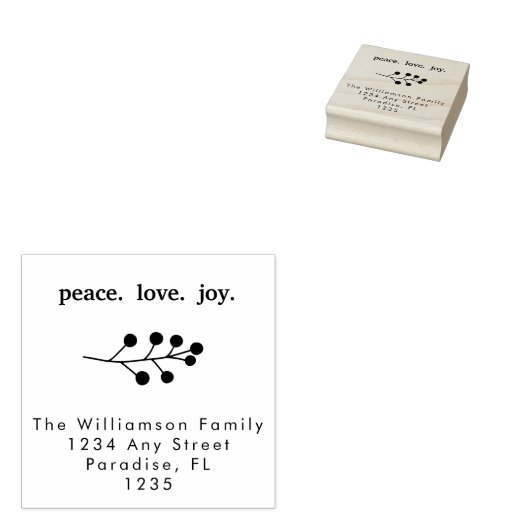 Vrede Liefde Vreugde Vakantie Kerstmis Holly Besse Rubberstempel (Gestempeld)