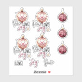 Vrede Liefde Vreugde Vakantie Ornamenten en Script Sticker (Vel)