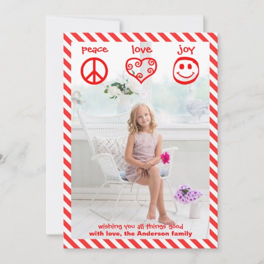 Vrede, Liefde, Vreugde Verticaal - 3x5 kerstkaart (Voorkant)