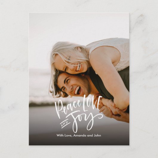 Vrede liefde vreugde | Volledige foto moderne hand Feestdagenkaart (Voorkant)