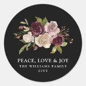 Vrede Liefde Vreugde Winter Boeket Ronde Sticker (Voorkant)
