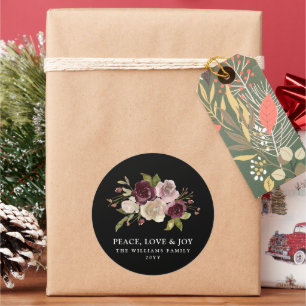 Vrede Liefde Vreugde Winter Boeket Ronde Sticker