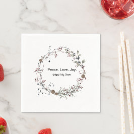 Vrede liefde vreugde winterberry rustieke boho wil servet