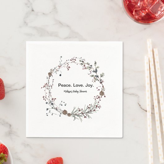 Vrede liefde vreugde winterberry rustieke boho wil servet