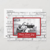 Vrede Liefde Vreugde Witte Bakstenen Muur Vakantie Feestdagenkaart (Voorkant / Achterkant)