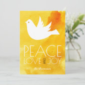 Vrede liefde vreugdegeel waterverf & duif kerst feestdagenkaart (Staand voorkant)