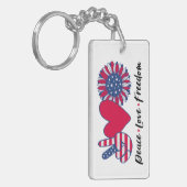 Vrede. Liefde. Vrijheid. Acryl sleutelhanger (Voorkant Links)